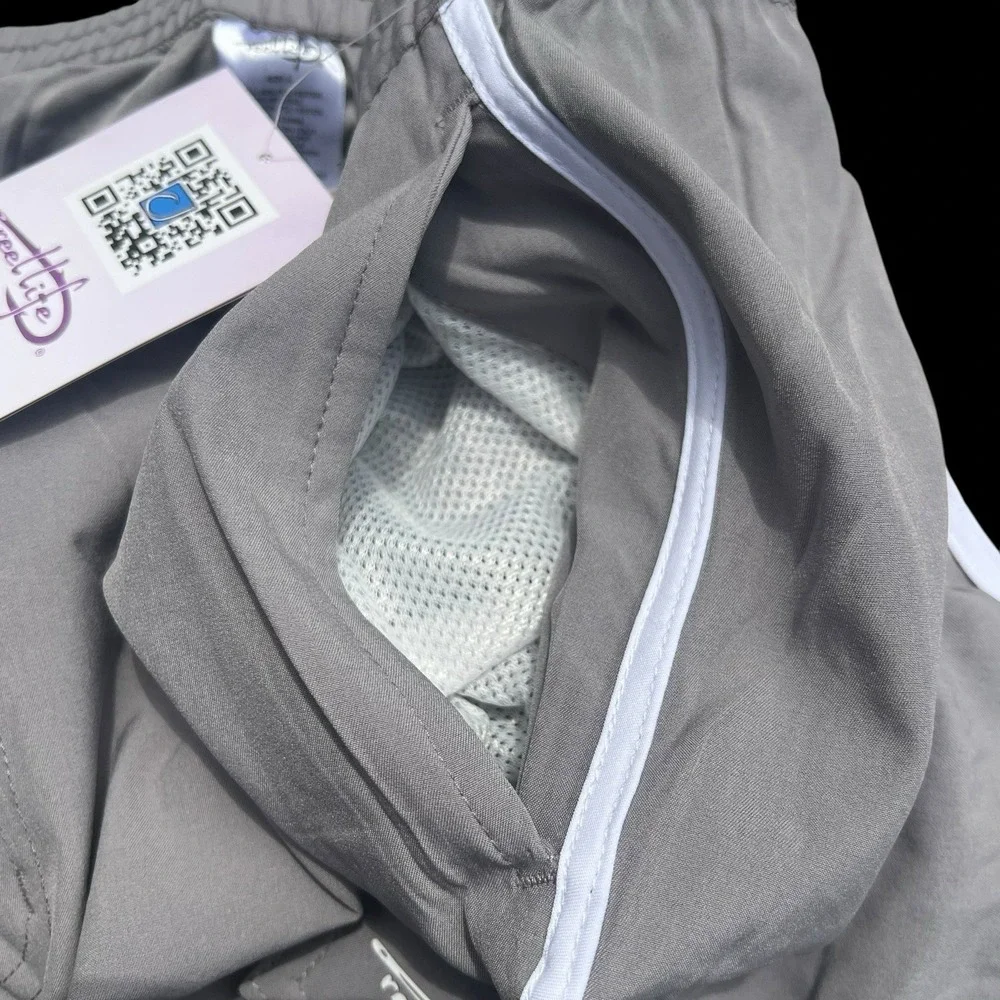 Reel Life Mens Gray Swim Trunks Shorts Lightweight pockets drawstring Large